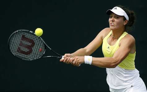 Great Britain's Laura Robson returns a backhand to France's Alize Cornet at the Sony Open tennis tournament in Key Biscayne, Florida March 2 Great Britain's Laura Robson returns a backhand to France's Alize Cornet at the Sony Open tennis tournament in Key Biscayne, Florida March 2