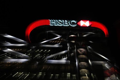 The logo of HSBC is seen on a building in Hong Kong August 1, 2011. REUTERS/Tyrone Siu The logo of HSBC is seen on a building in Hong Kong August 1, 2011. REUTERS/Tyrone Siu