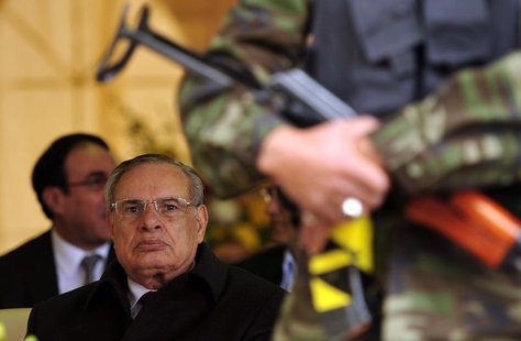 Libyan Defence Minister Mohammed al-Bargathi looks on during a ceremony to mark the second anniversary of the country's revolution in Bengha Libyan Defence Minister Mohammed al-Bargathi looks on during a ceremony to mark the second anniversary of the country's revolution in Bengha