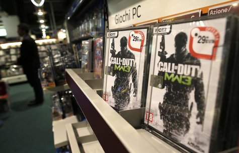 Copies of Call of Duty Modern Warfare 3 video game published by Activision Blizzard, owned by Vivendi, are displayed in a shop in Rome, Octo Copies of Call of Duty Modern Warfare 3 video game published by Activision Blizzard, owned by Vivendi, are displayed in a shop in Rome, Octo