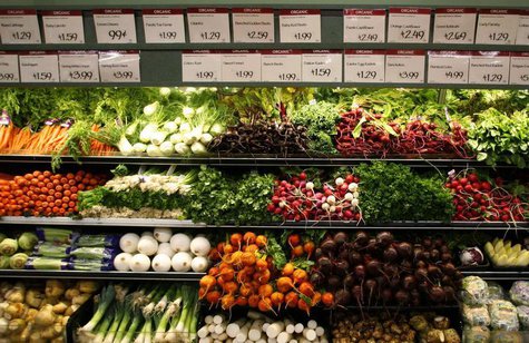 Organic vegetables are shown at a Whole Foods Market in LaJolla , California May 13, 2008 as the company is set to release second quarter ea Organic vegetables are shown at a Whole Foods Market in LaJolla , California May 13, 2008 as the company is set to release second quarter ea