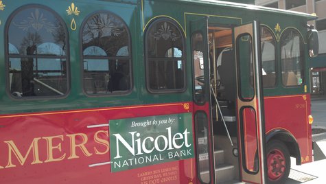 Lamers Green Bay Packers Heritage Trail Trolley seen on May 7, 2013. Lamers Green Bay Packers Heritage Trail Trolley seen on May 7, 2013.