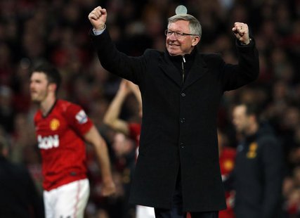 Manchester United's manager Alex Ferguson celebrates after his team clinched the English Premier League soccer title with a win against Asto Manchester United's manager Alex Ferguson celebrates after his team clinched the English Premier League soccer title with a win against Asto