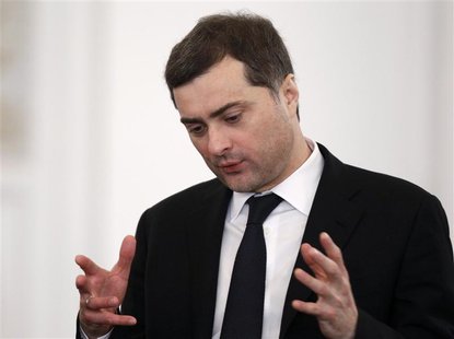 Kremlin aide Vladislav Surkov speaks before the state of the nation address at the Kremlin in Moscow in this December 22, 2011 file photo. R Kremlin aide Vladislav Surkov speaks before the state of the nation address at the Kremlin in Moscow in this December 22, 2011 file photo. R
