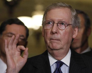 Senate Minority Leader Mitch McConnell holds a news conference with fellow Republicans on Capitol Hill in Washington April 9, 2013. REUTERS/ Senate Minority Leader Mitch McConnell holds a news conference with fellow Republicans on Capitol Hill in Washington April 9, 2013. REUTERS/