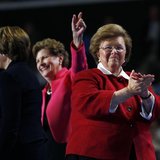 U.S. Senator Barbara Mikulski (D-MD) (R) walks off stage with fellow female members of the U.S. Senate after addressing the second session o U.S. Senator Barbara Mikulski (D-MD) (R) walks off stage with fellow female members of the U.S. Senate after addressing the second session o