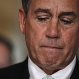 U.S. House Speaker John Boehner (R-OH) is pictured as he speaks to the press about U.S. debt reduction talks on Capitol Hill in Washington, 