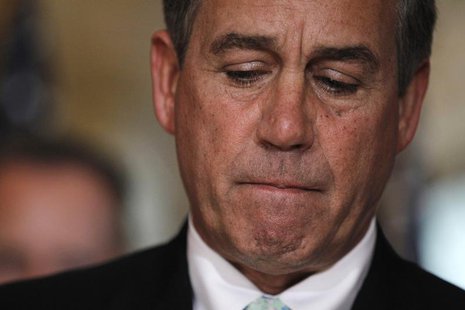 U.S. House Speaker John Boehner (R-OH) is pictured as he speaks to the press about U.S. debt reduction talks on Capitol Hill in Washington, U.S. House Speaker John Boehner (R-OH) is pictured as he speaks to the press about U.S. debt reduction talks on Capitol Hill in Washington,