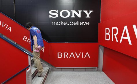 A woman walks past signs of Sony Corp's Bravia LCD TV at an electronics store in Tokyo April 18, 2012. REUTERS/Toru Hanai A woman walks past signs of Sony Corp's Bravia LCD TV at an electronics store in Tokyo April 18, 2012. REUTERS/Toru Hanai