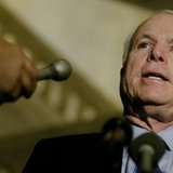 Sen. John McCain (R-Az) talks to the press after a special closed meeting of the U.S. Senate Armed Services Committee, also attended by seni Sen. John McCain (R-Az) talks to the press after a special closed meeting of the U.S. Senate Armed Services Committee, also attended by seni
