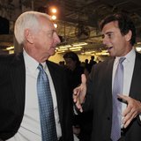 Kentucky Governor Steve Beshear (L) talks with Ford Motor Company's Mark Fields (R), Ford's president of the Americas, during a news confere Kentucky Governor Steve Beshear (L) talks with Ford Motor Company's Mark Fields (R), Ford's president of the Americas, during a news confere
