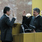 Sheriff Scott Parks takes oath of office from Judge Greg Grau