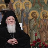 Greek Orthodox Ecumenical Patriarch Bartholomew I attends a meeting with Georgian Orthodox Patriarch Ilia II in Tbilisi, January 10, 2013. R