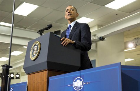 U.S. President Barack Obama delivers remarks on jobs during a visit to Applied Materials in Austin, Texas, May 9, 2013. REUTERS/Joshua Rober U.S. President Barack Obama delivers remarks on jobs during a visit to Applied Materials in Austin, Texas, May 9, 2013. REUTERS/Joshua Rober