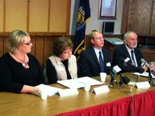 (Left to Right) Lori Hamilton, School Nurse, Jean Beinemann, RN, County Public Health, Dr. David Phelan, Medical Director, Dale Hippensteel, County Public Health Manager (Left to Right) Lori Hamilton, School Nurse, Jean Beinemann, RN, County Public Health, Dr. David Phelan, Medical Director, Dale Hippensteel, County Public Health Manager