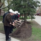 Groundbreaking ceremony outside the site of the Gehl-Mulva Science Center on the St. Norbert College campus on May 10, 2013.