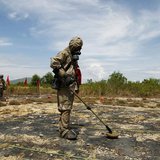 Soldiers detect Unexploded Ordnance (UXO) and defoliant Agent Orange during the launch of the "environmental remediation of dioxin contamina Soldiers detect Unexploded Ordnance (UXO) and defoliant Agent Orange during the launch of the "environmental remediation of dioxin contamina