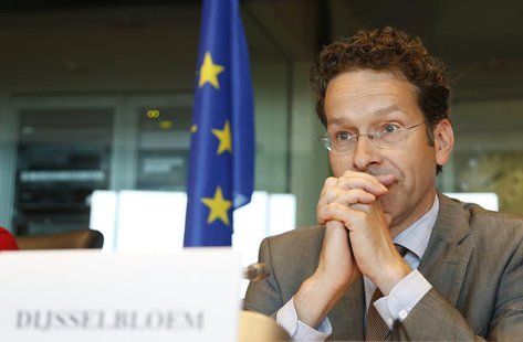 Eurogroup chairman Jeroen Dijsselbloem waits to address the European Parliament's Economic and Monetary Affairs committee to discuss the way Eurogroup chairman Jeroen Dijsselbloem waits to address the European Parliament's Economic and Monetary Affairs committee to discuss the way