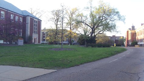 The three buildings in the center and to the left in this shot would be demolished. The building on the right East Hall would be renovated. The three buildings in the center and to the left in this shot would be demolished. The building on the right East Hall would be renovated.