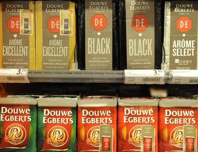 Packets of Douwe Egberts coffee are seen at a supermarket in Amsterdam April 12, 2013. REUTERS/Toussaint Kluiters/United Photos Packets of Douwe Egberts coffee are seen at a supermarket in Amsterdam April 12, 2013. REUTERS/Toussaint Kluiters/United Photos