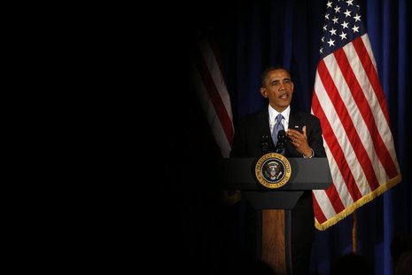 U.S. President Barack Obama speaks at a Democratic Party fundraiser at the Waldorf Astoria hotel in New York, May 13, 2013. REUTERS/Jason Re U.S. President Barack Obama speaks at a Democratic Party fundraiser at the Waldorf Astoria hotel in New York, May 13, 2013. REUTERS/Jason Re