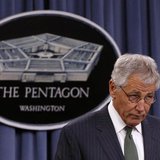 U.S. Defense Secretary Chuck Hagel and British Defense Secretary Philip Hammond (not pictured) hold a joint news conference at the Pentagon U.S. Defense Secretary Chuck Hagel and British Defense Secretary Philip Hammond (not pictured) hold a joint news conference at the Pentagon