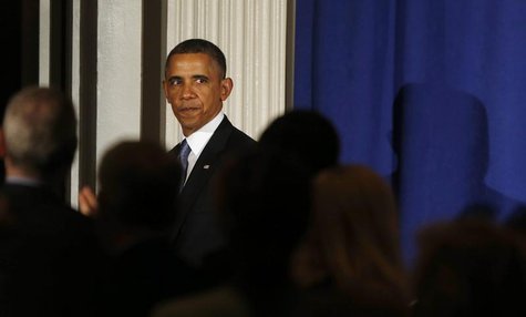 U.S. President Barack Obama steps off stage after speaking at a Democratic Party fundraiser at the Waldorf Astoria hotel in New York, May 13 U.S. President Barack Obama steps off stage after speaking at a Democratic Party fundraiser at the Waldorf Astoria hotel in New York, May 13