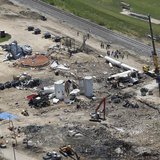 The site of a fertilizer plant explosion in West, Texas is pictured from the air as U.S. President Barack Obama and First Lady Michelle Obam