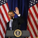 U.S. President Barack Obama waves as he steps off stage after speaking at a Democratic Party fundraiser at the Waldorf Astoria hotel in New U.S. President Barack Obama waves as he steps off stage after speaking at a Democratic Party fundraiser at the Waldorf Astoria hotel in New