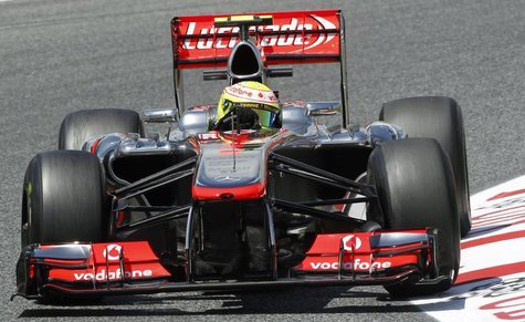 McLaren Formula One driver Sergio Perez of Mexico drives during the second practice session of the Spanish F1 Grand Prix at the Circuit de C McLaren Formula One driver Sergio Perez of Mexico drives during the second practice session of the Spanish F1 Grand Prix at the Circuit de C