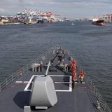 A Taiwan Navy Kidd-class destroyer sails in Kaohsuing port before a joint military drill held outside a naval base in Kaohsiung port, southe A Taiwan Navy Kidd-class destroyer sails in Kaohsuing port before a joint military drill held outside a naval base in Kaohsiung port, southe