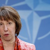 European Union foreign policy chief Catherine Ashton arrives at NATO headquarters after meeting Kosovo's Prime Minister Hashim Thaci (not pi European Union foreign policy chief Catherine Ashton arrives at NATO headquarters after meeting Kosovo's Prime Minister Hashim Thaci (not pi