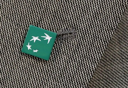 A BNP Paribas bank logo is seen pinned on a jacket during the presentation of the bank's 2012 annual results in Paris February 14, 2013. REU A BNP Paribas bank logo is seen pinned on a jacket during the presentation of the bank's 2012 annual results in Paris February 14, 2013. REU