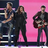 Charles Kelley (L), Hillary Scott and Dave Haywood of Lady Antebellum perform the song "Downtown" during the 48th ACM Awards in Las Vegas Ap Charles Kelley (L), Hillary Scott and Dave Haywood of Lady Antebellum perform the song "Downtown" during the 48th ACM Awards in Las Vegas Ap