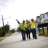 Workers check power lines in Breezy Point, New York September 8, 2012. REUTERS/Eric Thayer Workers check power lines in Breezy Point, New York September 8, 2012. REUTERS/Eric Thayer