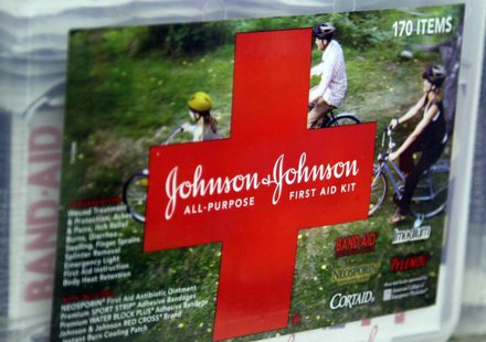 A first aid kit made by Johnson & Johnson for sale on a store shelf in Westminster, Colorado April 14, 2009. REUTERS/Rick Wilking A first aid kit made by Johnson & Johnson for sale on a store shelf in Westminster, Colorado April 14, 2009. REUTERS/Rick Wilking