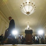 U.S. President Barack Obama leaves the stage after delivering a statement on the IRS scandal in the East Room of the White House in Washingt U.S. President Barack Obama leaves the stage after delivering a statement on the IRS scandal in the East Room of the White House in Washingt
