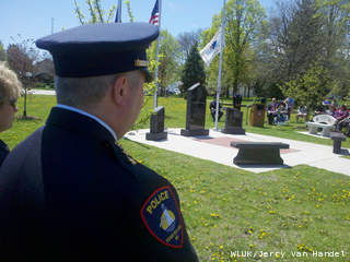 Fond du Lac police hold a memorial ceremony for fallen officers May 15, 2013, at the Hamilton Park Public Safety Memorial Site. (courtesy of FOX 11). Fond du Lac police hold a memorial ceremony for fallen officers May 15, 2013, at the Hamilton Park Public Safety Memorial Site. (courtesy of FOX 11).