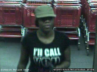 Oshkosh police believe this woman tried to pass a counterfeit $100 bill at a store April 27, 2013. Oshkosh police believe this woman tried to pass a counterfeit $100 bill at a store April 27, 2013.