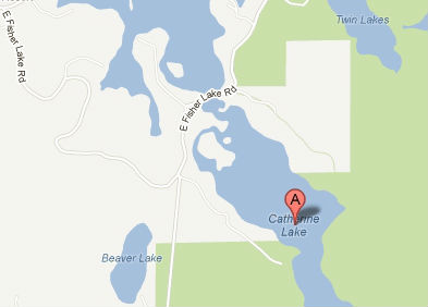 Catherine Lake area east of Mercer, WI where a wildfire has consumed thousands of acres of forest. Map courtesy Google. Catherine Lake area east of Mercer, WI where a wildfire has consumed thousands of acres of forest. Map courtesy Google.