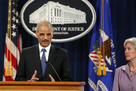 U.S. Attorney General Eric Holder (L) and Health and Human Services Secretary Kathleen Sebelius hold a news conference to announce Medicare U.S. Attorney General Eric Holder (L) and Health and Human Services Secretary Kathleen Sebelius hold a news conference to announce Medicare