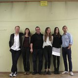 Actors Stellan Skarsgard, Charlotte Gainsbourg, director Lars Von Trier, actors Mia Goth, Stacy Martin and Shia LaBeouf (L-R) pose on the fi Actors Stellan Skarsgard, Charlotte Gainsbourg, director Lars Von Trier, actors Mia Goth, Stacy Martin and Shia LaBeouf (L-R) pose on the fi