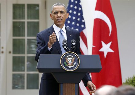U.S. President Barack Obama addresses a joint news conference with Turkish Prime Minister Recep Tayyip Erdogan in the White House Rose Garde U.S. President Barack Obama addresses a joint news conference with Turkish Prime Minister Recep Tayyip Erdogan in the White House Rose Garde