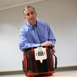 Intel Chief Operating Officer Brian Krzanich poses with a Front Opening Unified Pod, a transport unit for computer chip wafers, with each FO Intel Chief Operating Officer Brian Krzanich poses with a Front Opening Unified Pod, a transport unit for computer chip wafers, with each FO