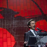 TV Personality Seth Meyers speaks at the Robin Hood Foundation Benefit at the Jacob K Javits Convention Center in New York May 14, 2012. REU TV Personality Seth Meyers speaks at the Robin Hood Foundation Benefit at the Jacob K Javits Convention Center in New York May 14, 2012. REU