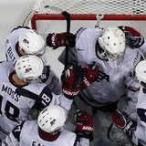 Team USA's players celebrate after defeating Russia in their 2013 IIHF Ice Hockey World Championship quarter-final match at the Hartwall Are Team USA's players celebrate after defeating Russia in their 2013 IIHF Ice Hockey World Championship quarter-final match at the Hartwall Are