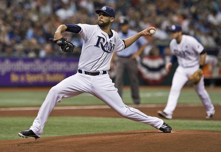 Tampa Bay Rays starter David Price pitches against the Baltimore Orioles during the first inning of a MLB baseball game in St. Petersburg, F Tampa Bay Rays starter David Price pitches against the Baltimore Orioles during the first inning of a MLB baseball game in St. Petersburg, F