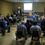 Crowd gathers to hear Lincoln County Expo Center details at 5/15/13 meeting.