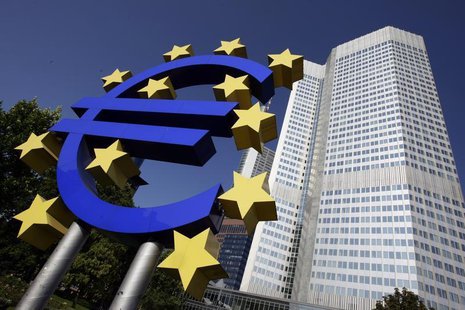 Outside view shows the Euro sculpture in front of the headquarters of the European Central Bank (ECB) in Frankfurt September 18, 2008. REUTE Outside view shows the Euro sculpture in front of the headquarters of the European Central Bank (ECB) in Frankfurt September 18, 2008. REUTE