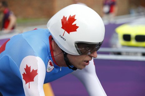 Canada's Ryder Hesjedal competes in the men's cycling individual time trial at the London 2012 Olympic Games August 1, 2012. REUTERS/Mark Bl Canada's Ryder Hesjedal competes in the men's cycling individual time trial at the London 2012 Olympic Games August 1, 2012. REUTERS/Mark Bl
